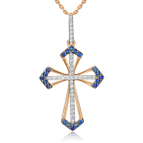 

Кулон из красного золота PLATINA jewelry 03-0442-00-105-1110-30, бриллиант/сапфир, 03-0442-00-105-1110-30