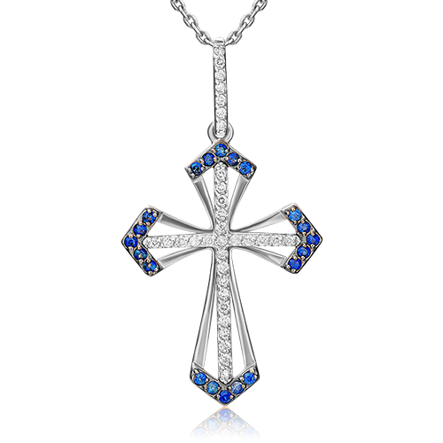 

Кулон из белого золота PLATINA jewelry 03-0443-00-105-1120-30, бриллиант/сапфир, 03-0443-00-105-1120-30