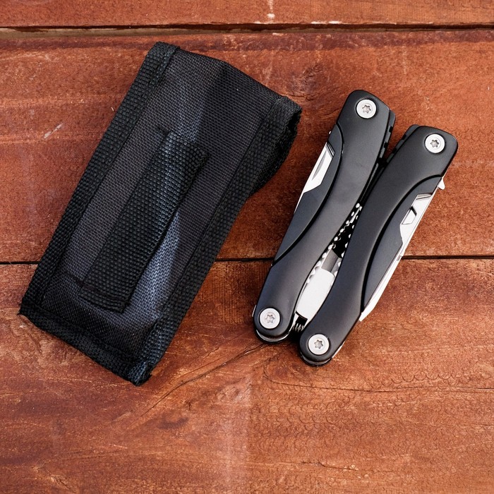 

Мультитул 9в1 в чехле, рукоять черная, 9х3,5х2,5см, Черный