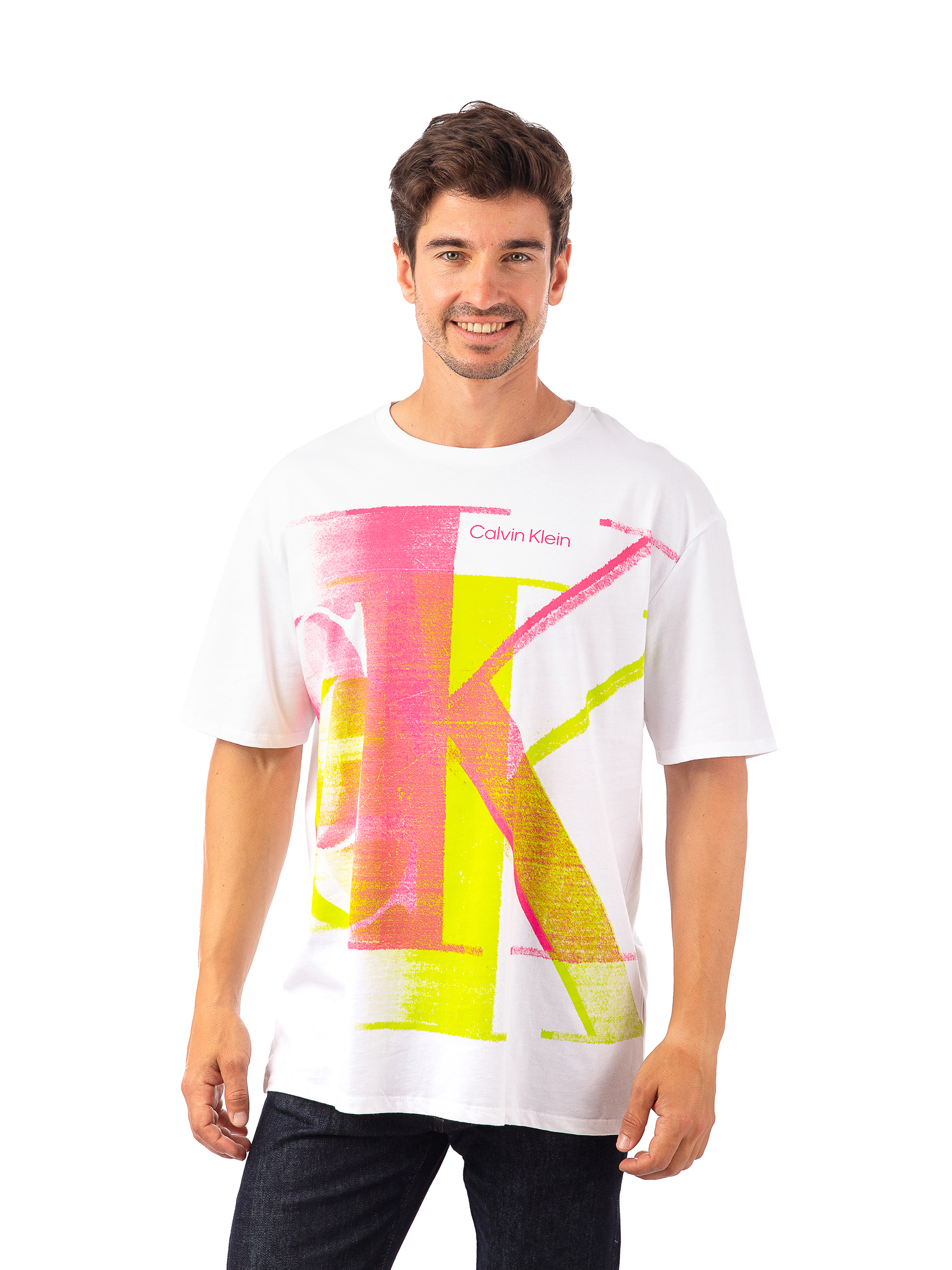 

Футболка мужская Calvin Klein Relaxed Blurred Monogram 40JM966 белая L, Белый, 40JM966