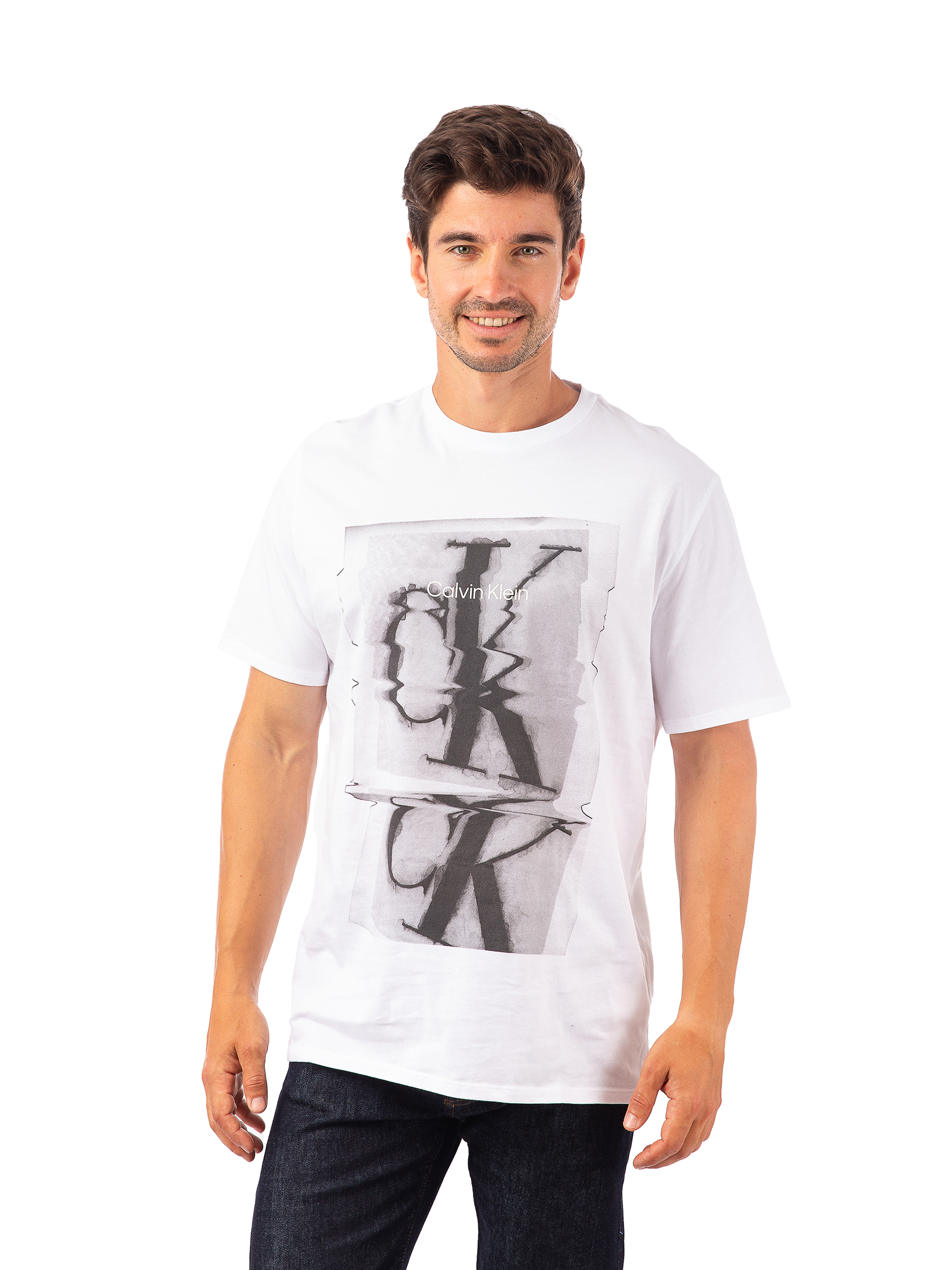 

Футболка мужская Calvin Klein 40JM859 белая L, Белый, 40JM859