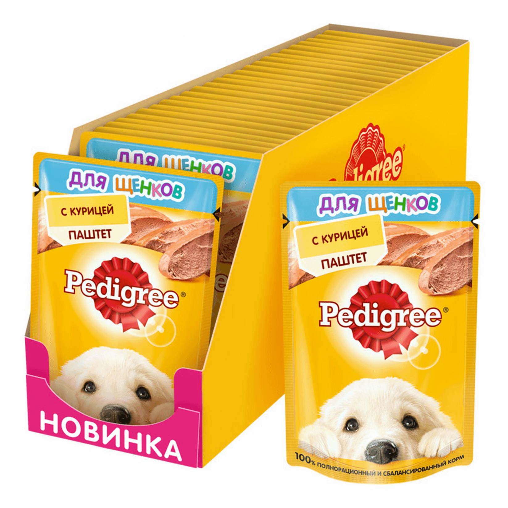 Влажный корм для щенков Pedigree с курицей, 24 шт по 80 г