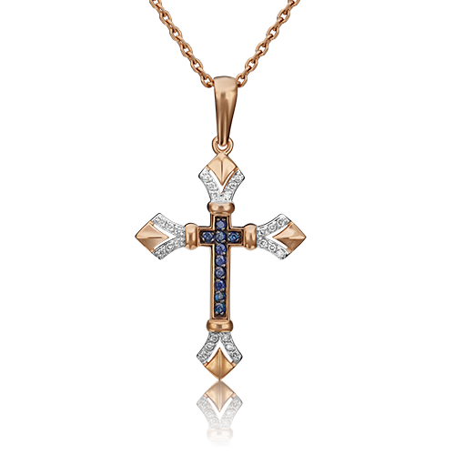

Кулон из красного золота PLATINA jewelry 03-0456-00-105-1110-30, бриллиант/сапфир, 03-0456-00-105-1110-30