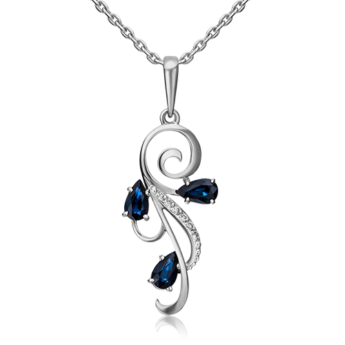 

Кулон из белого золота PLATINA jewelry 03-0523-00-105-1120-30, бриллиант/сапфир, 03-0523-00-105-1120-30