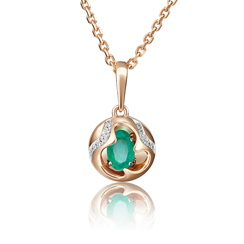 

Подвеска из красного золота с бриллиантом/изумрудом PLATINA jewelry 03-2842-00-106-1110-30, 03-2842-00-106-1110-30