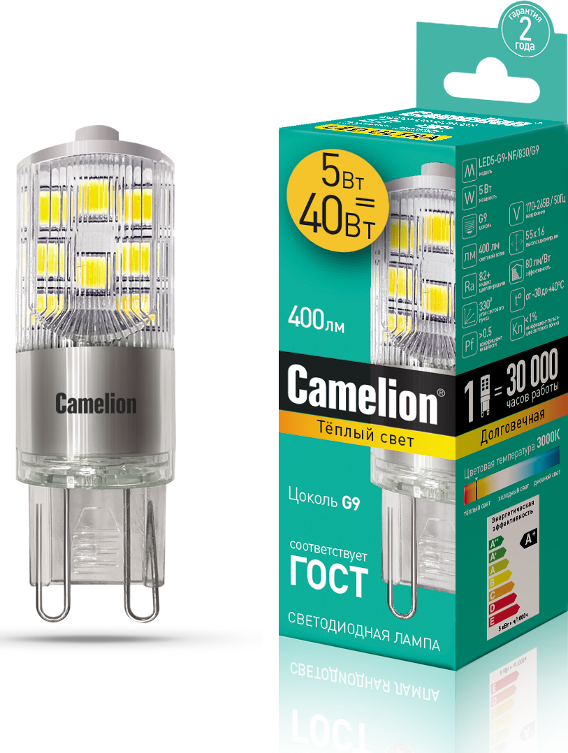 фото Лампа camelion led5-g9-nf/830/g9