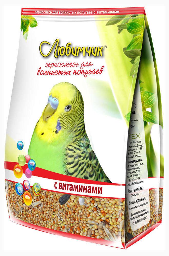 Корм для волнистых попугаев Любимчик сбалансированный с витаминами 500 г