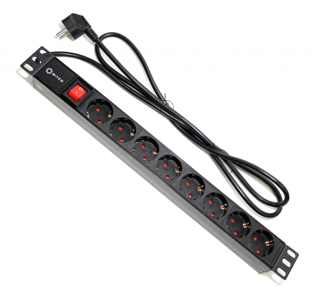 блок розеток 5bites pdu819p 01 8 розеток 1 8 м Сетевой фильтр 5bites 8 Sockets 2m PDU819P-01