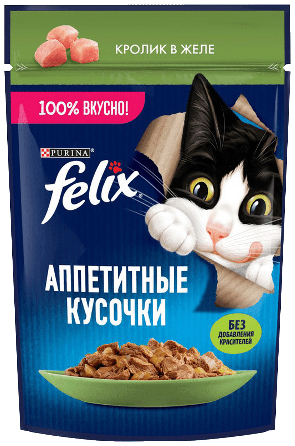 фото Влажный корм для кошек felix аппетитные кусочки с кроликом, 75 г