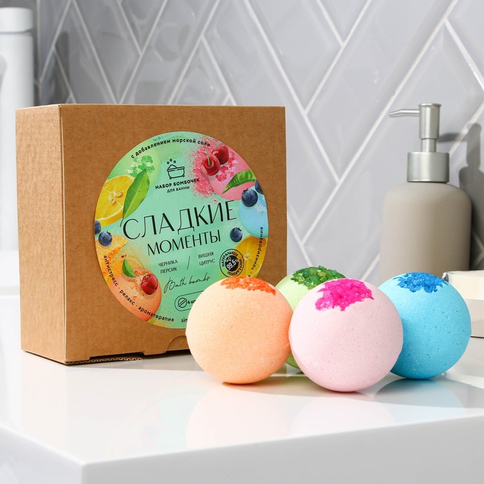

Бомбочки для ванны Beauty Fox Сладкие моменты 130 г х 4 шт, Разноцветный