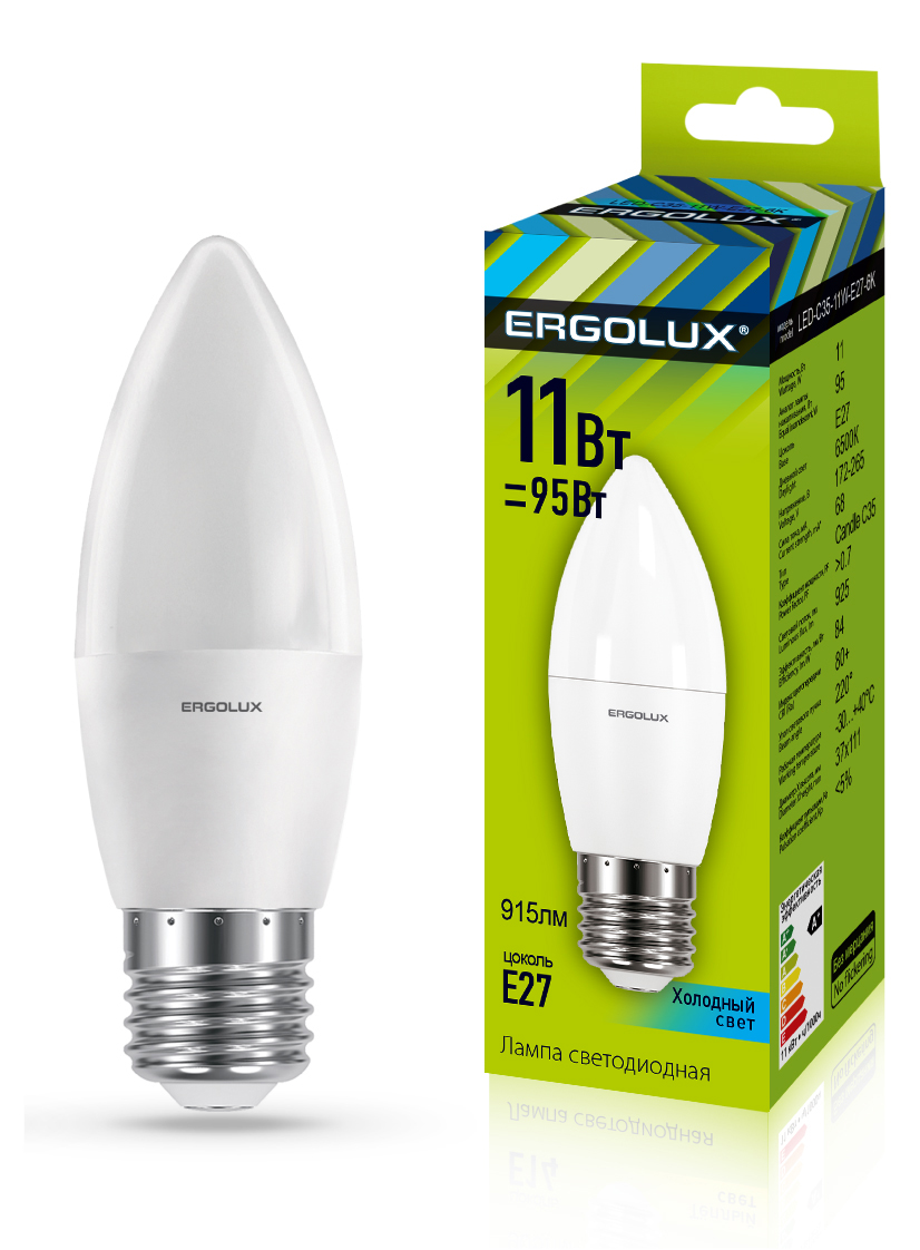 

Лампа светодиодная Ergolux LED-C35-11W-E27-4K, LED-C35-E27