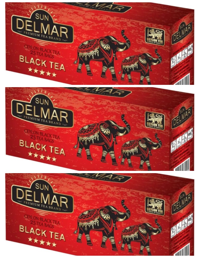 Чай черный Sun Delmar Black Tea, 25 пакетиков х 3 шт
