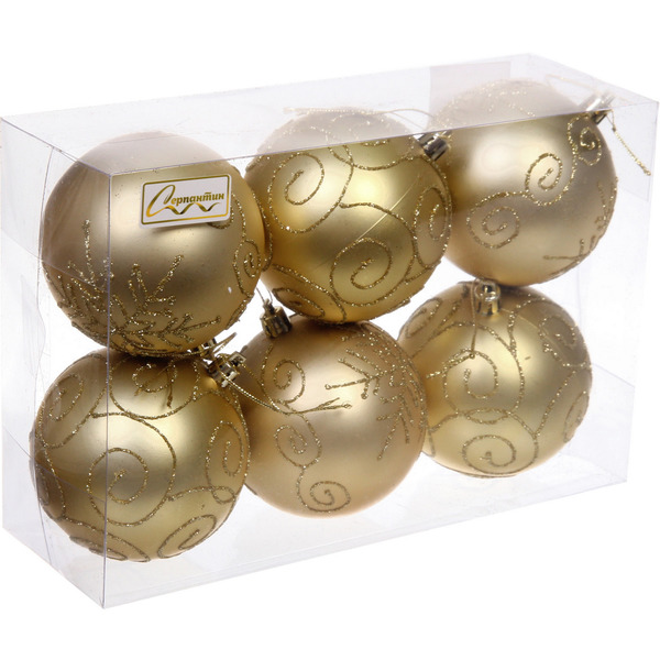 Шар на ель Серпантин Magic wish 201-3178 6 шт. золотистый