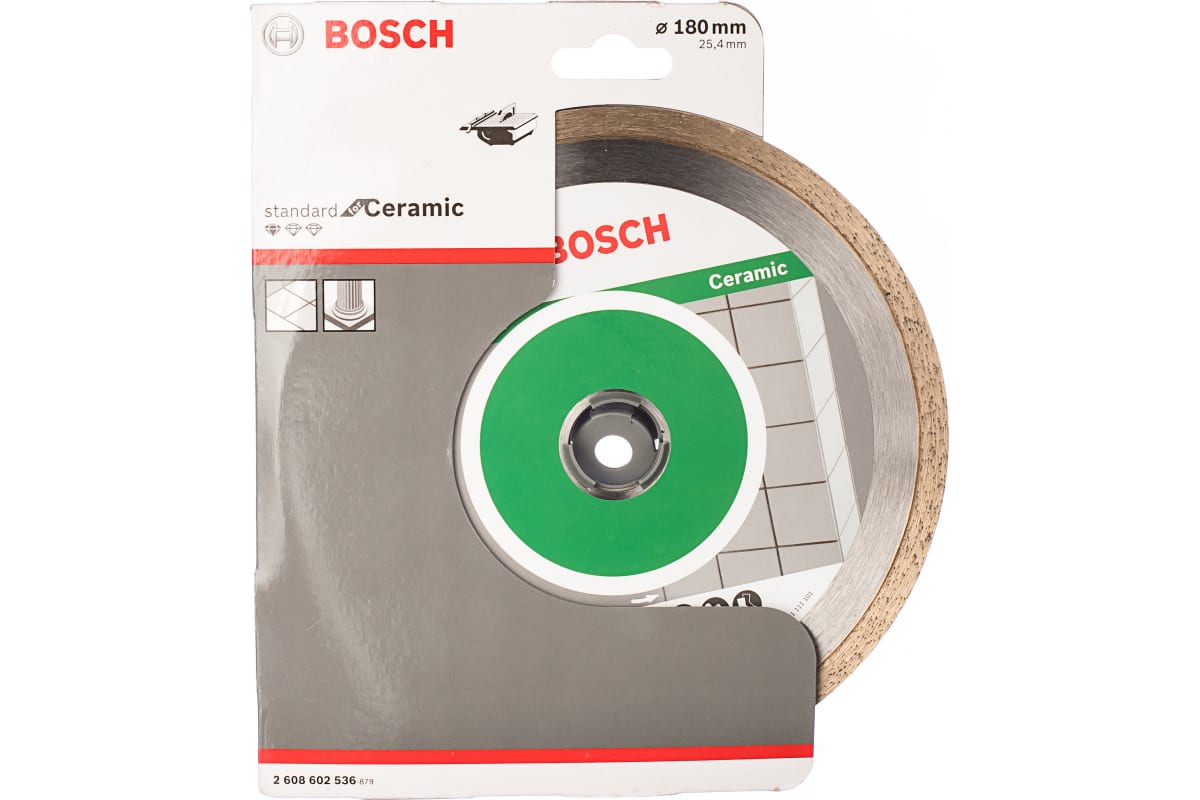 

Диск алмазный отрезной STANDARD for Ceramic (180х25.4 мм) для настольных пил Bosch 2608602