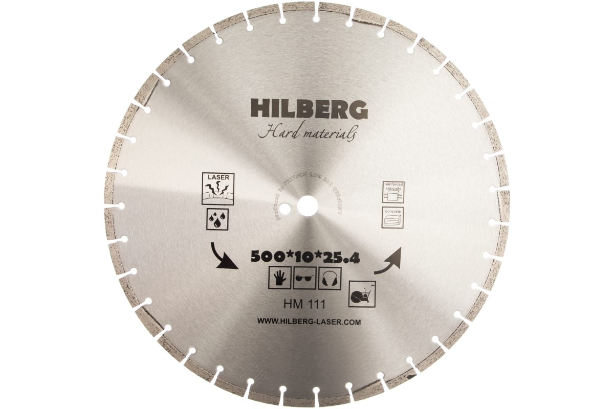 фото Диск алмазный отрезной сегментный hard materials laser (500x25.4 мм) hilberg hm111