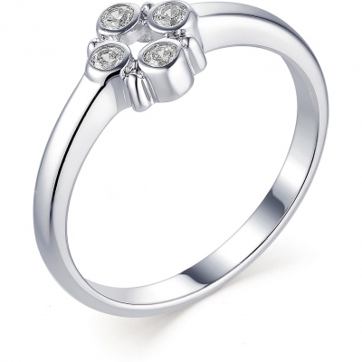 

Кольцо с 4 фианитами из серебра р. 18 Алкор серебро 01-1531_00КЦ-00, 01-1531_00КЦ-00