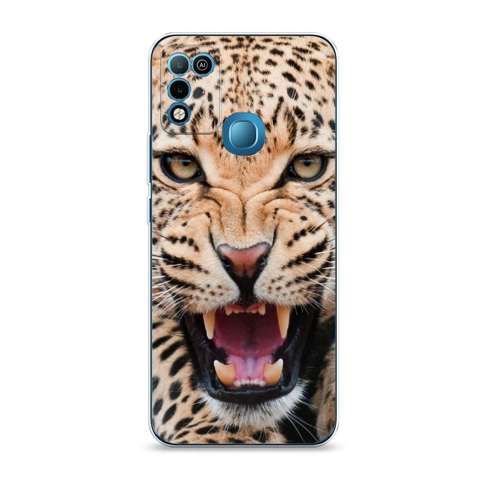 

Чехол на Infinix HOT 10 Play "Леопард 3d", Бежевый;черный, 3100650-6