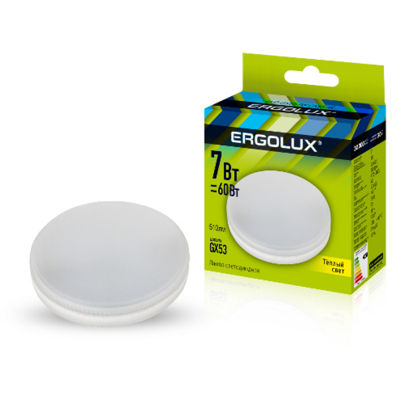 фото Лампа ergolux led-gx53-7w-gx53-3k