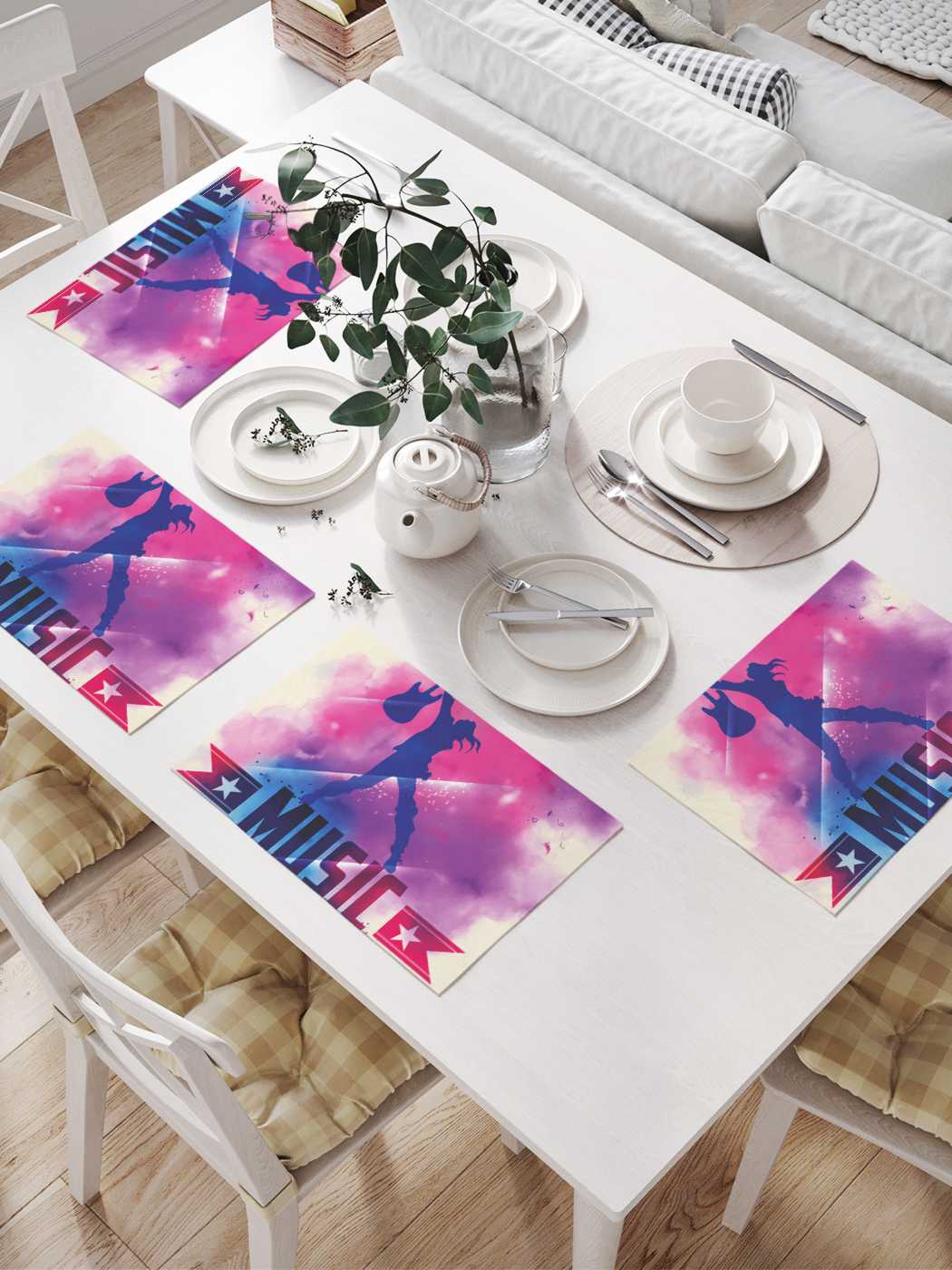 

Комплект салфеток JoyArty "Зажигательная музыка" для сервировки стола 32х46 см, 4 шт., Фиолетовый