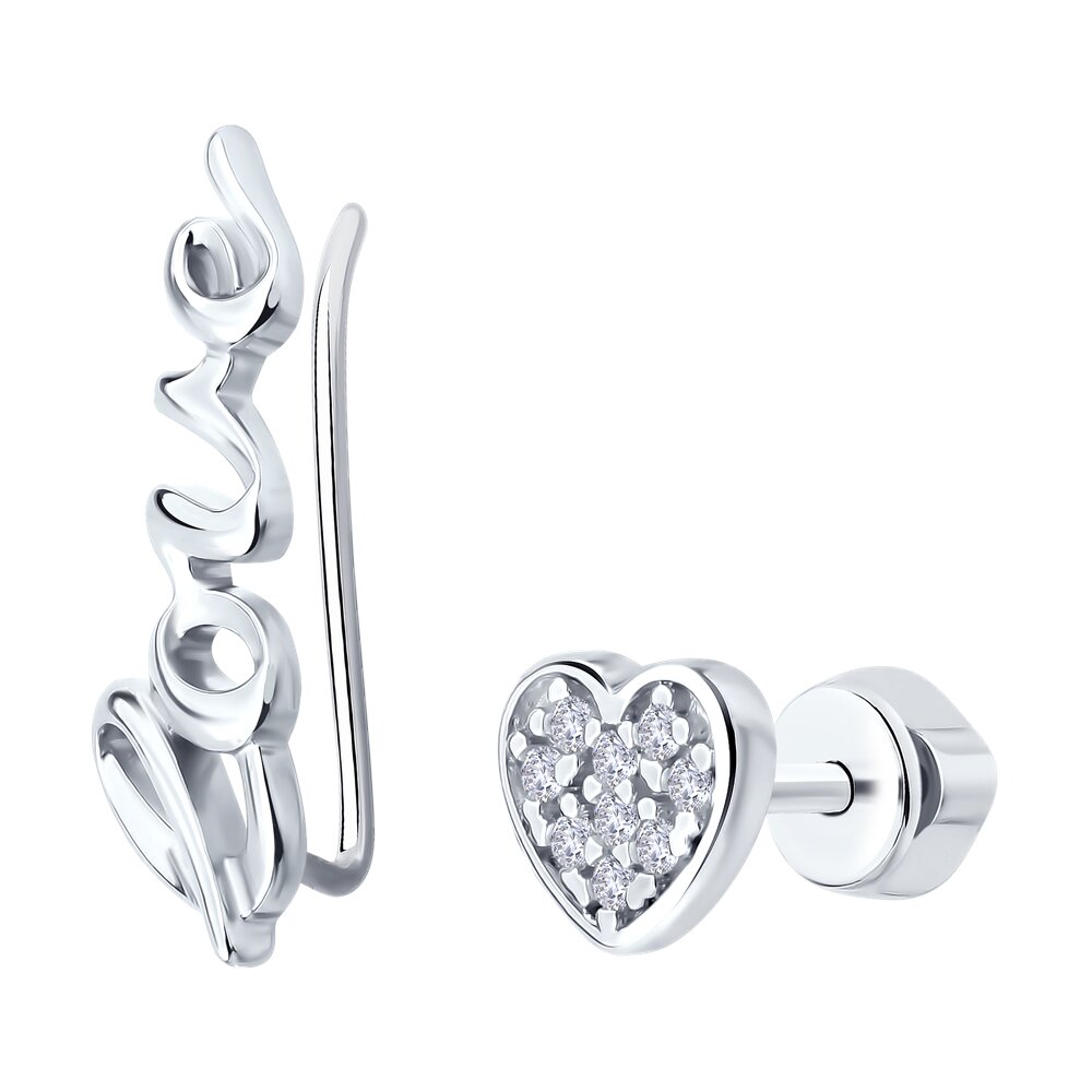 

Серьги клаймберы из серебра Diamant 94-122-02295-1, фианит, 94-122-02295-1