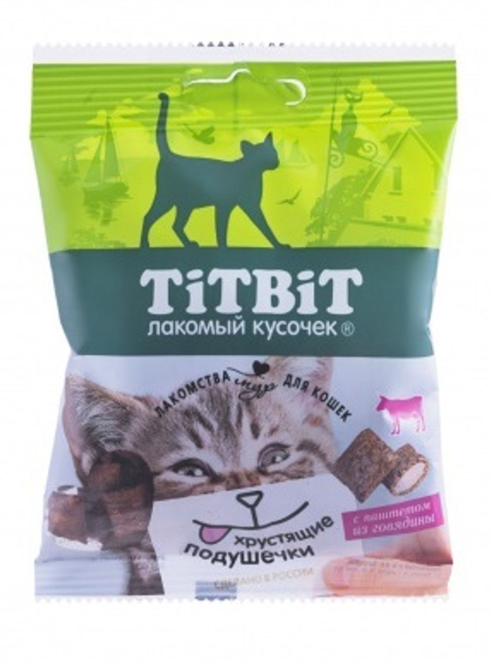 фото Лакомство для кошек titbit подушечки, говядина, 30 г