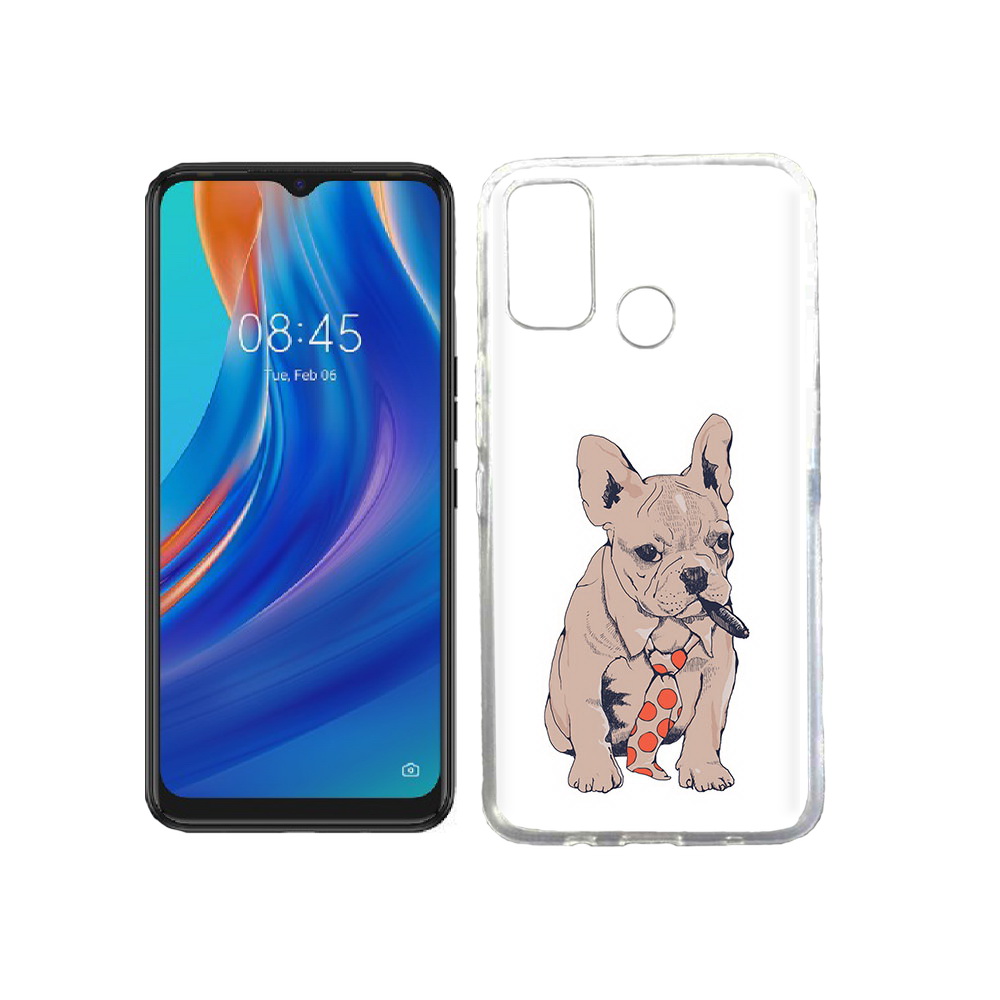 

Чехол MyPads Tocco для Tecno Spark 7T бульдог с сигарой, Прозрачный, Tocco