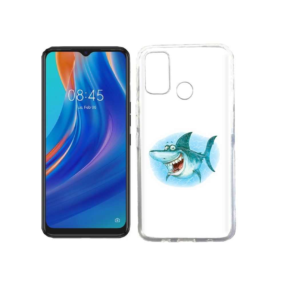 

Чехол MyPads Tocco для Tecno Spark 7T веселая акула, Прозрачный, Tocco