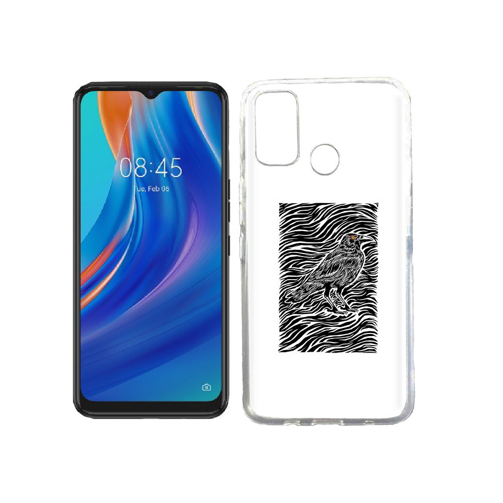 

Чехол MyPads Tocco для Tecno Spark 7T ворон в абстракции, Прозрачный, Tocco