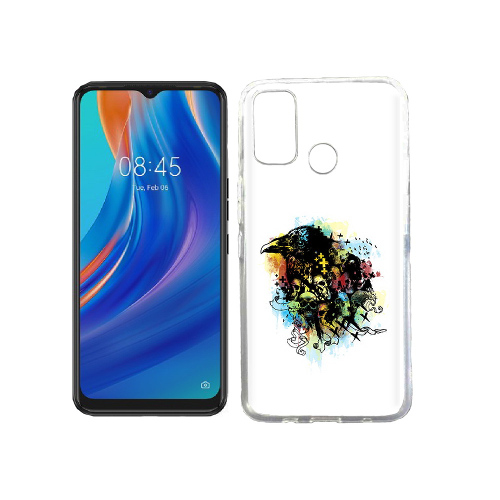 

Чехол MyPads Tocco для Tecno Spark 7T ворон и черепа, Прозрачный, Tocco