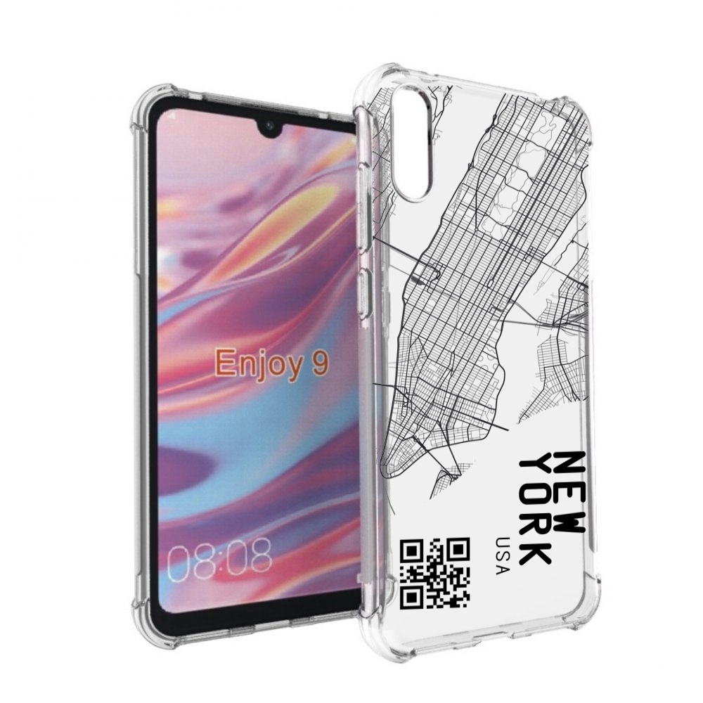 

Чехол бампер MyPads схема-нью-йорк для Huawei Enjoy 9, Прозрачный, Tocco