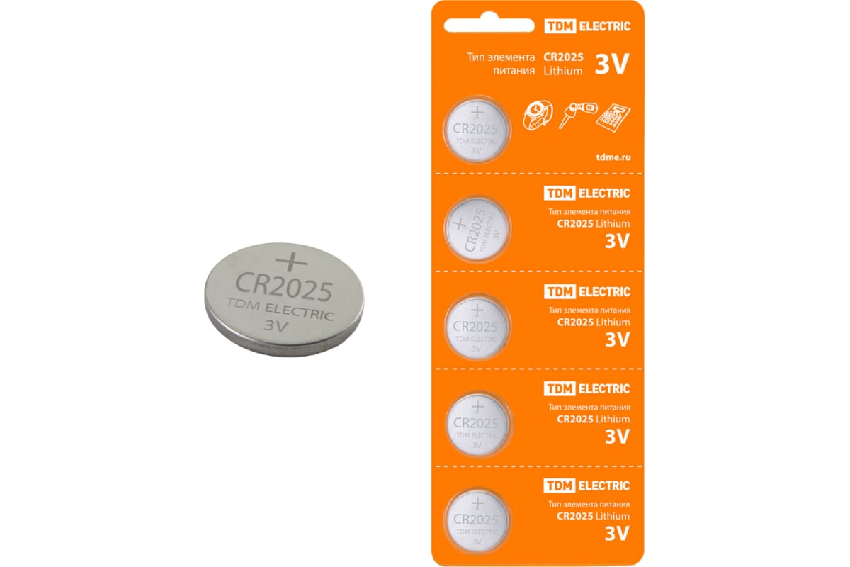

Элемент питания TDM CR2025 Lithium 3V BP-5 SQ1702-0028