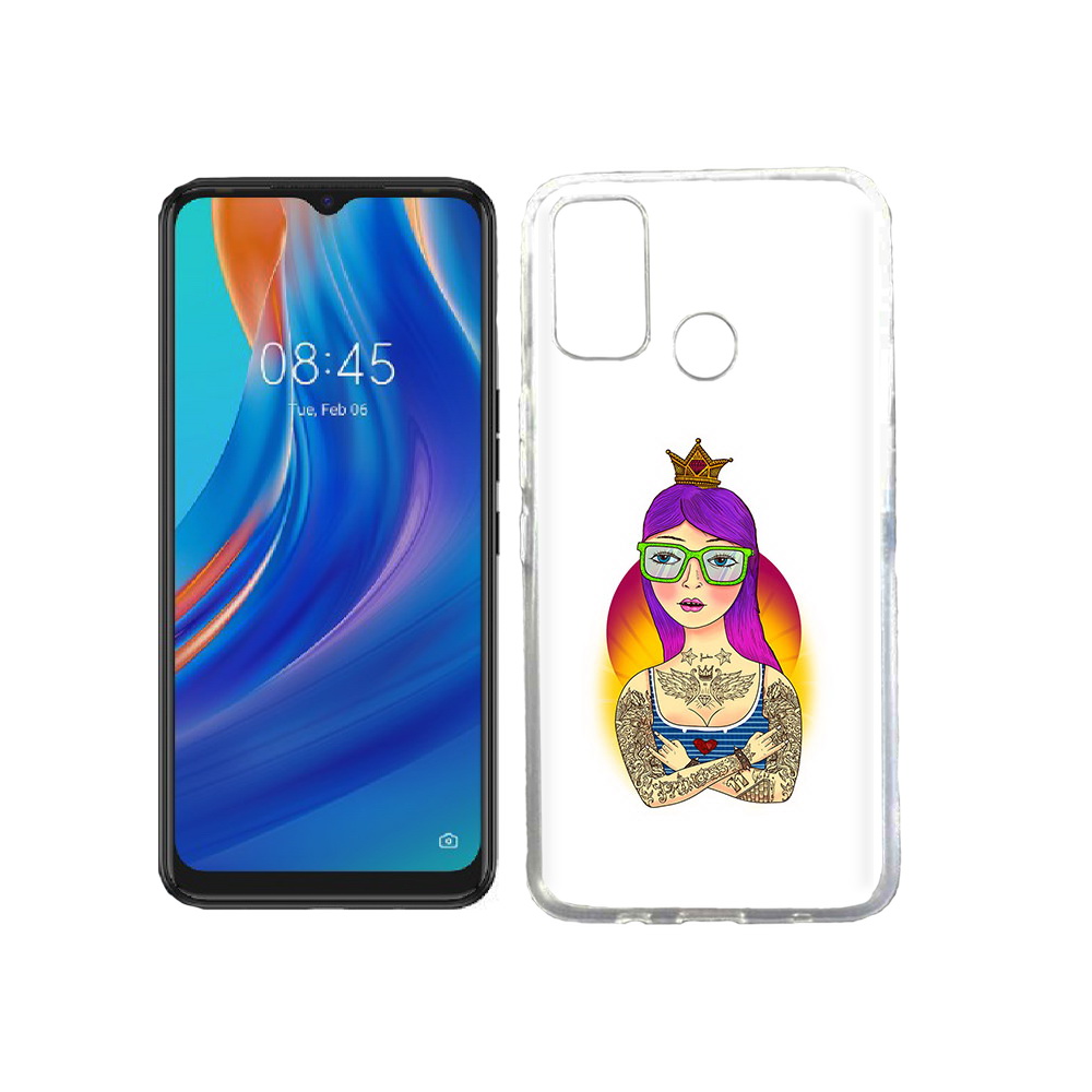 

Чехол MyPads Tocco для Tecno Spark 7T девушка в татуировках с короной, Прозрачный, Tocco