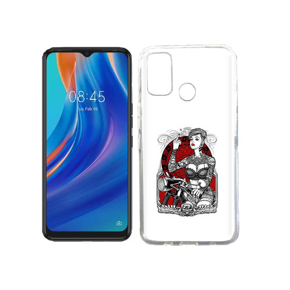 Чехол MyPads Tocco для Tecno Spark 7T девушка на мотоцикле