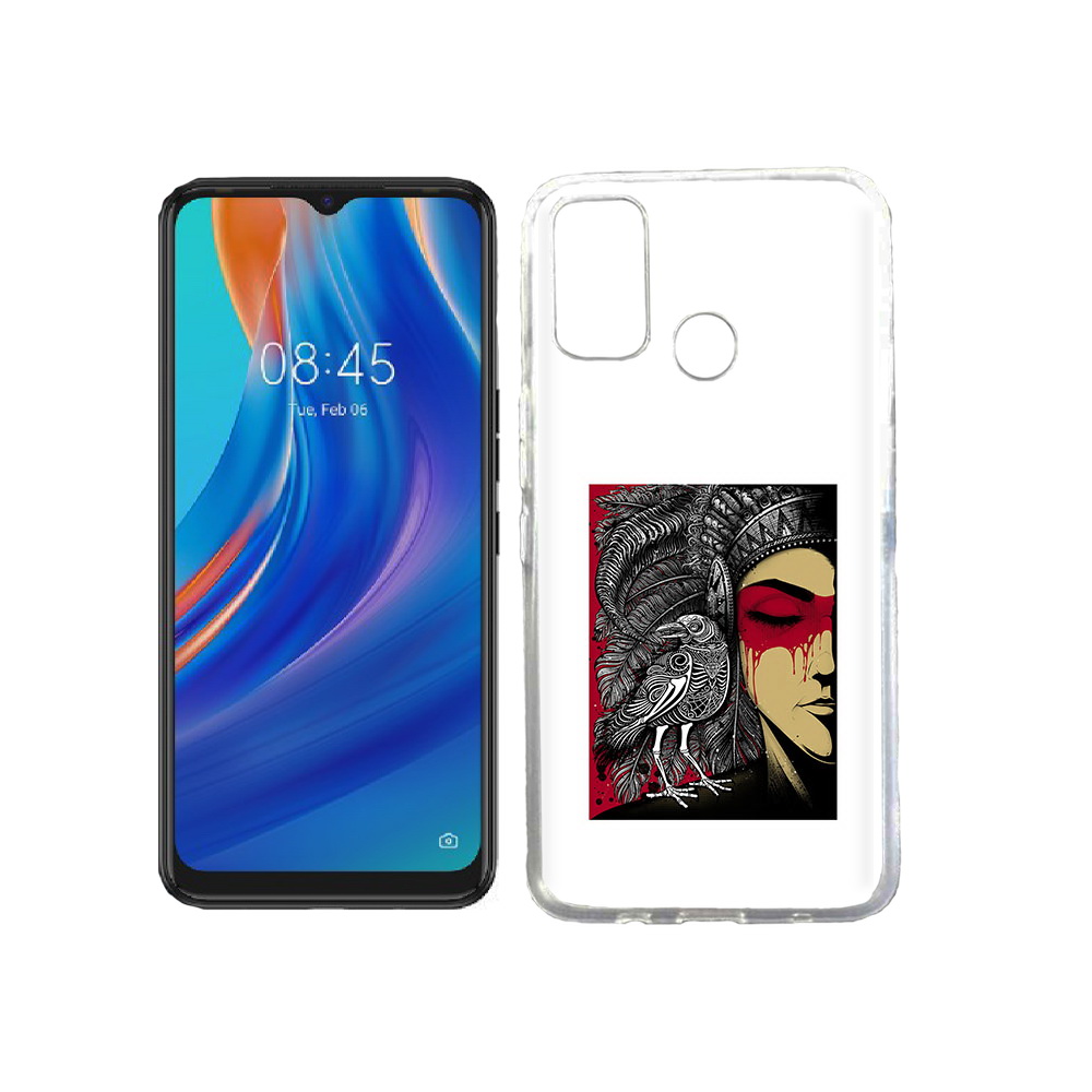 

Чехол MyPads Tocco для Tecno Spark 7T девушка с вороном в абстракции, Прозрачный, Tocco