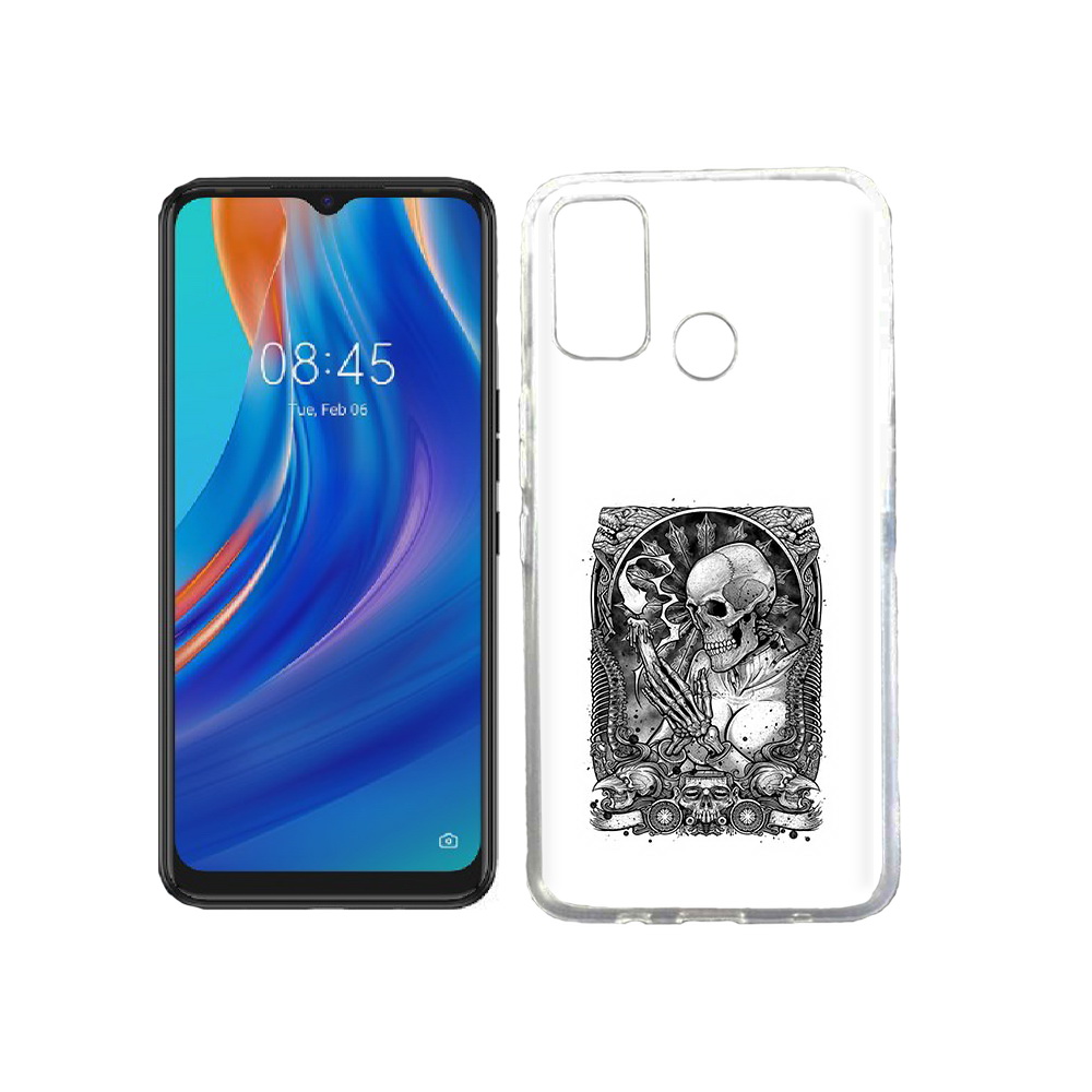 

Чехол MyPads Tocco для Tecno Spark 7T девушка скелет, Прозрачный, Tocco
