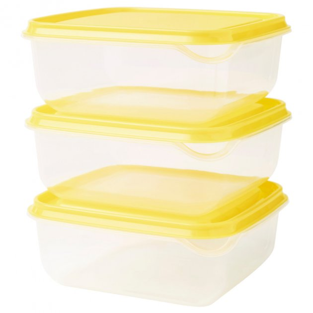 Набор контейнеров PRUTA IKEA 3 шт 0.6 л желтый