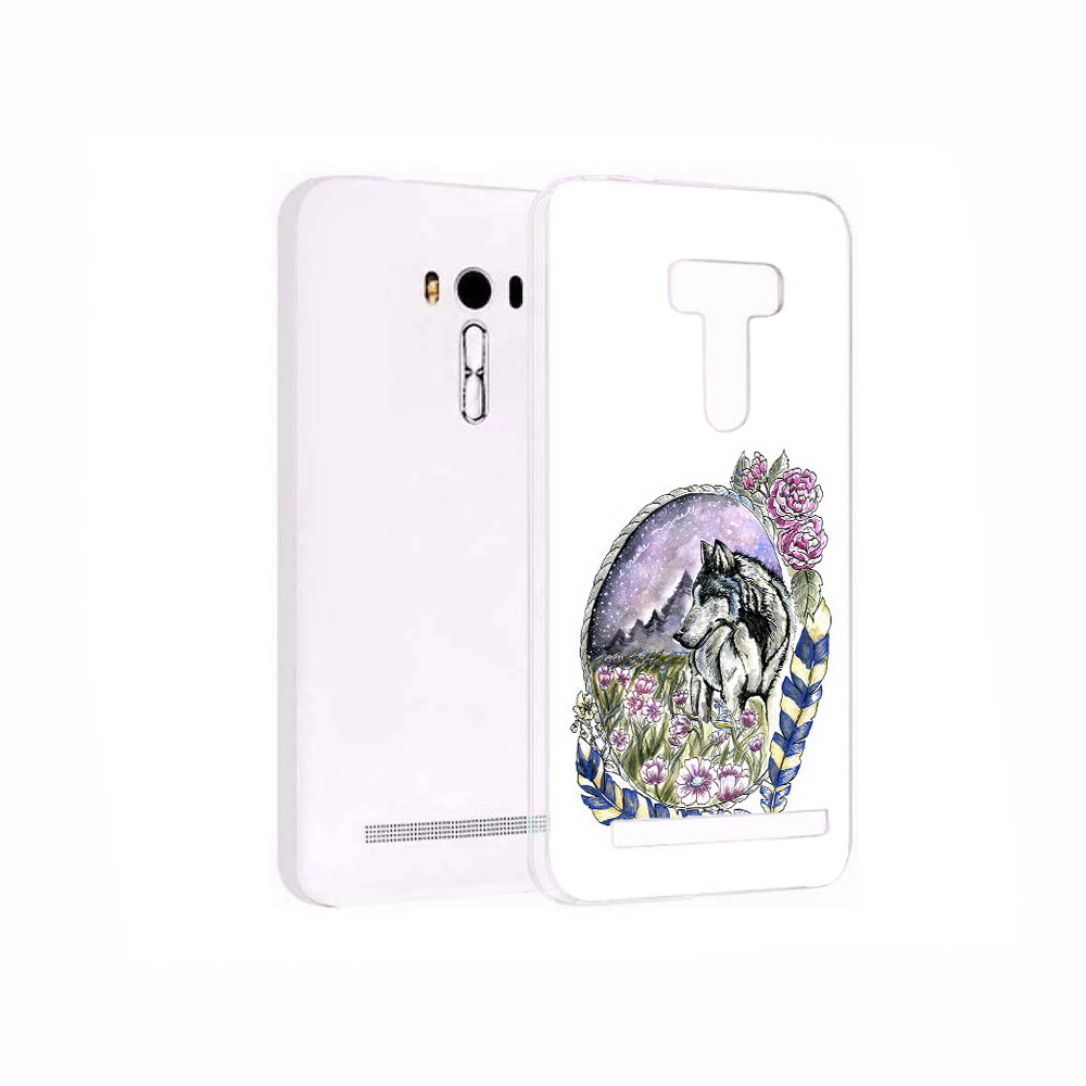 

Чехол MyPads Tocco для Asus ZenFone 2 Laser (ZE550KL) нарисованный волк в цветах с перьями, Прозрачный, Tocco