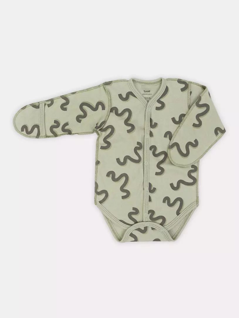 Боди с длинным рукавом Rant HUGS AND KISSES Pattern Green р.56 боди с длинным рукавом rant hugs and kisses pattern grey р 56