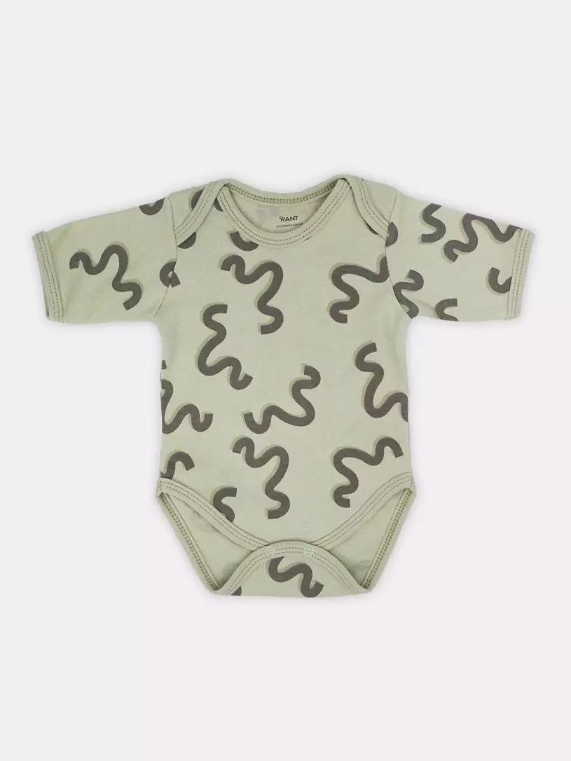 Боди с коротким рукавом Rant HUGS AND KISSES Pattern Green р.62 боди с коротким рукавом rant hugs and kisses pattern brown р 74