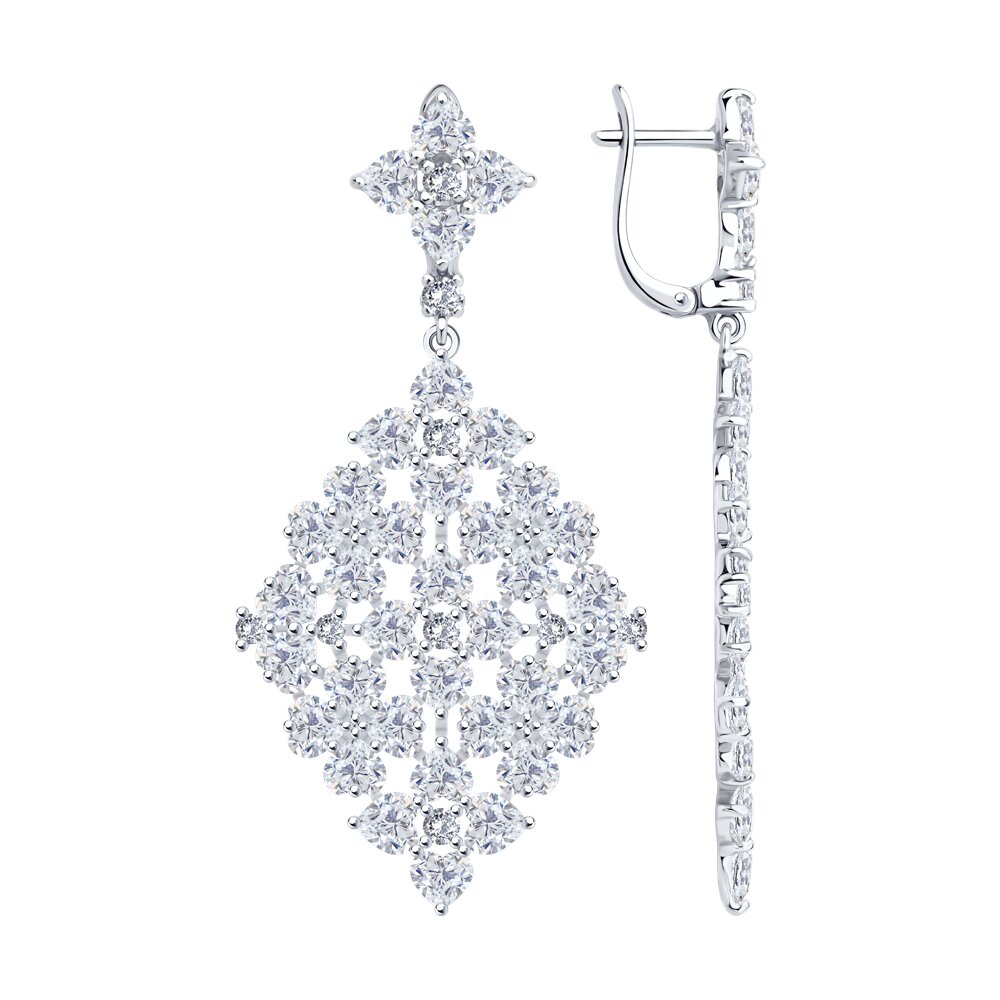 

Серьги подвески из серебра SOKOLOV 94027034, фианит, 94027034