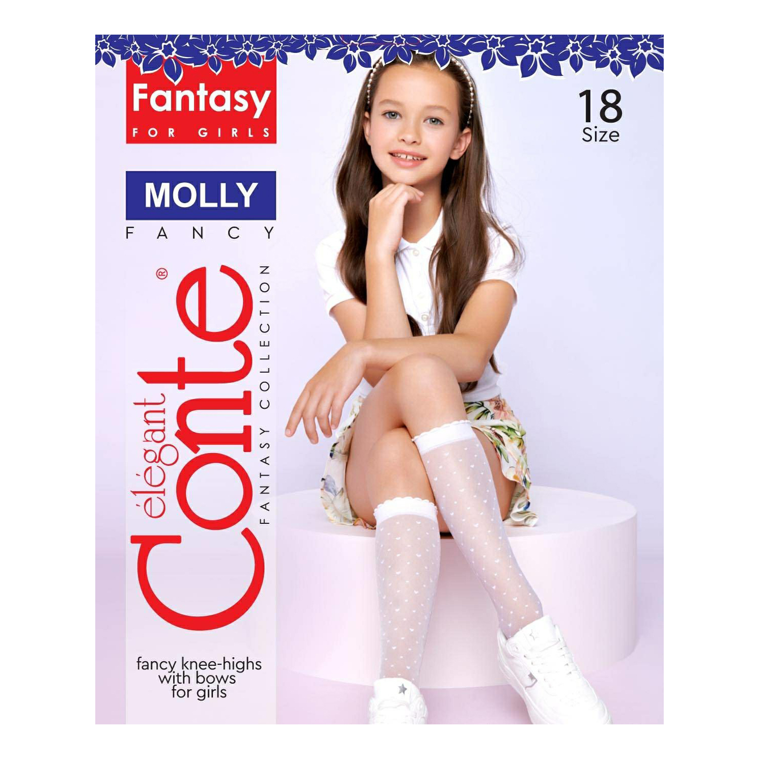 Гольфы для девочек Conte Molly полиамид белые р 22
