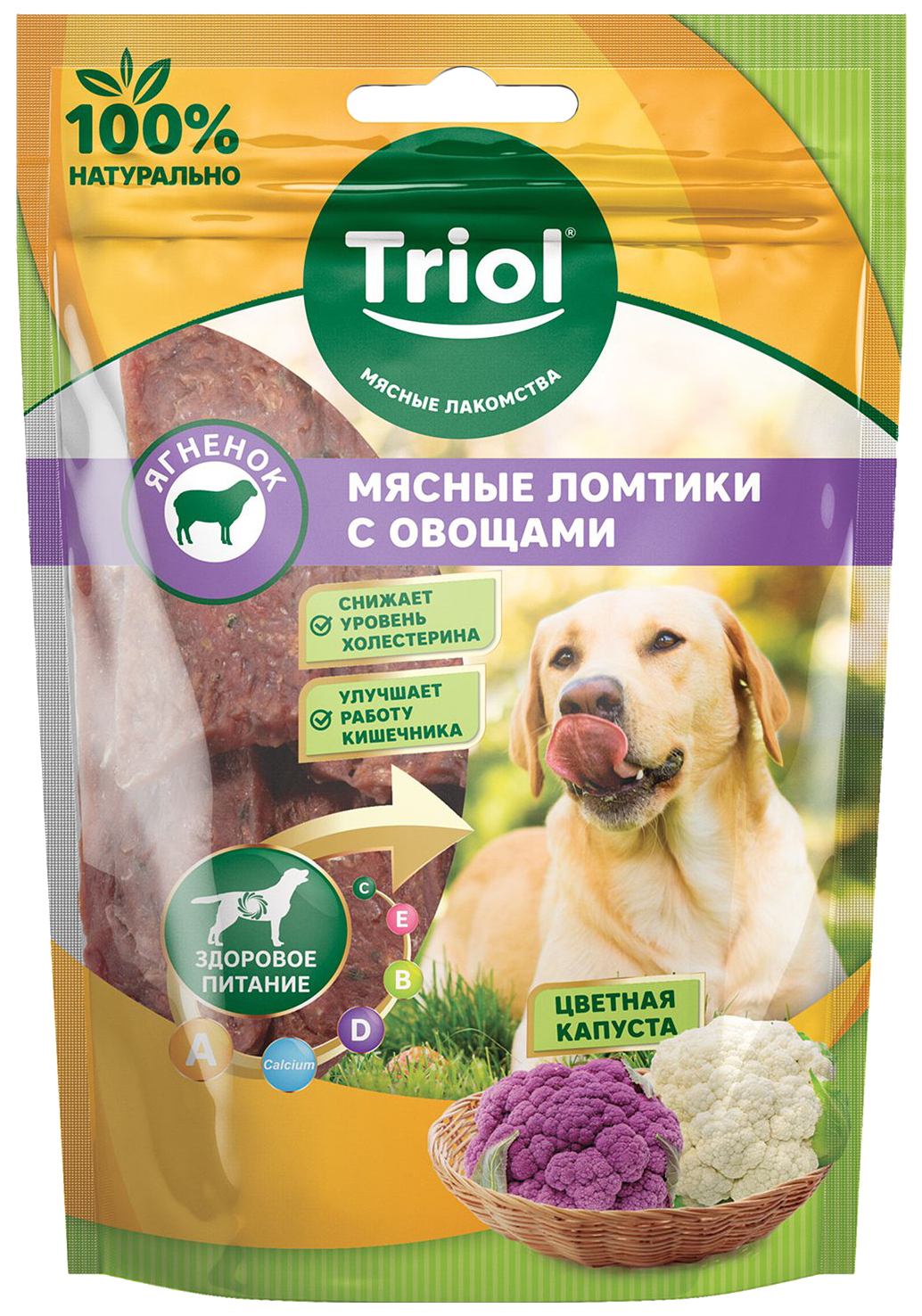 

Лакомство для собак Triol Мясные ломтики из ягненка с цветной капустой, 70 г