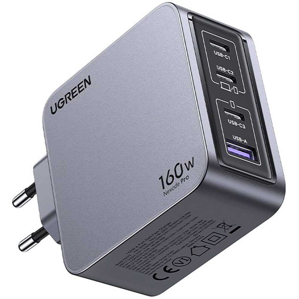 

Зарядное устройство Ugreen X763 Nexode Pro GaN Tech Fast Charger (USB-A/3хUSB-C) серый, X763 Nexode Pro GaN Tech