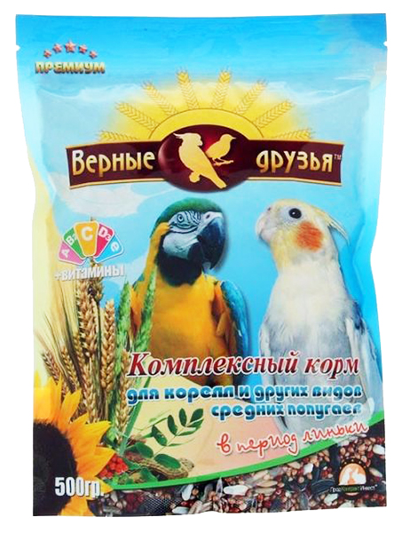 

Сухой корм для средних попугаев Верные друзья, в период линьки, 500 г