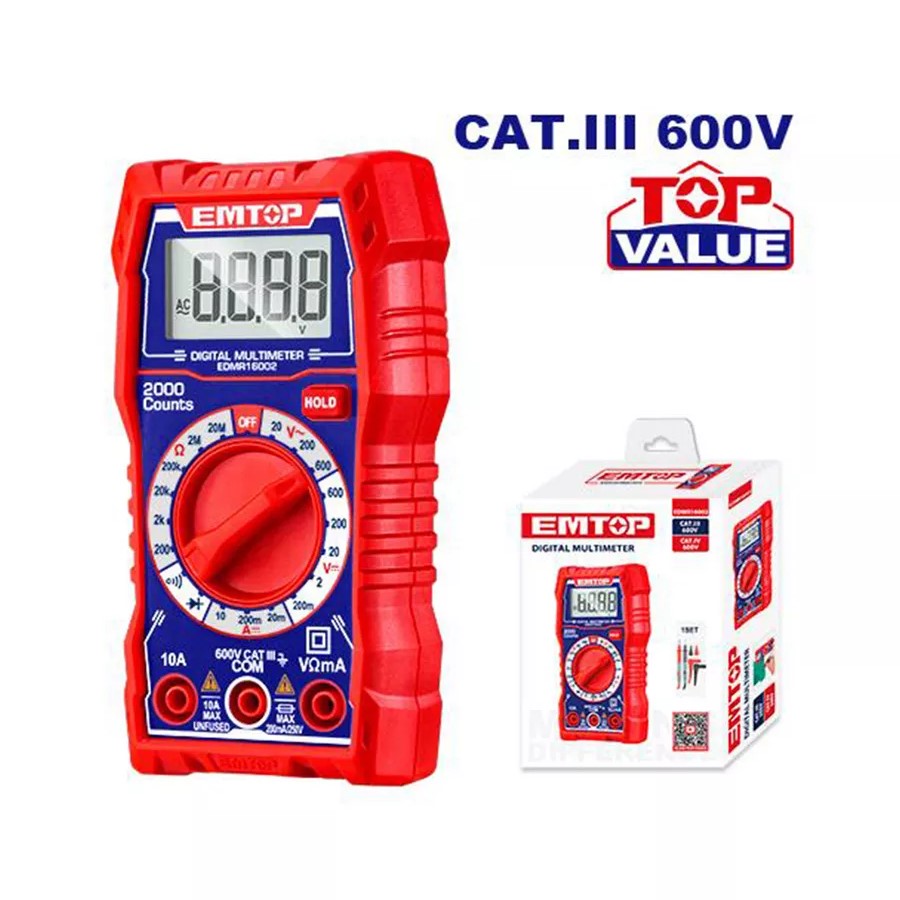 

Мультиметр цифровой, EMTOP, мультиметр автомобильный с прозвонкой, EDMR16002, EDMR16002