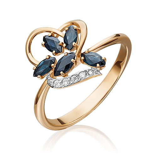 

Кольцо из золота с сапфиром/бриллиантом р. 17,5 PLATINA jewelry 01-1521-00-105-1110-30, 01-1521-00-105-1110-30