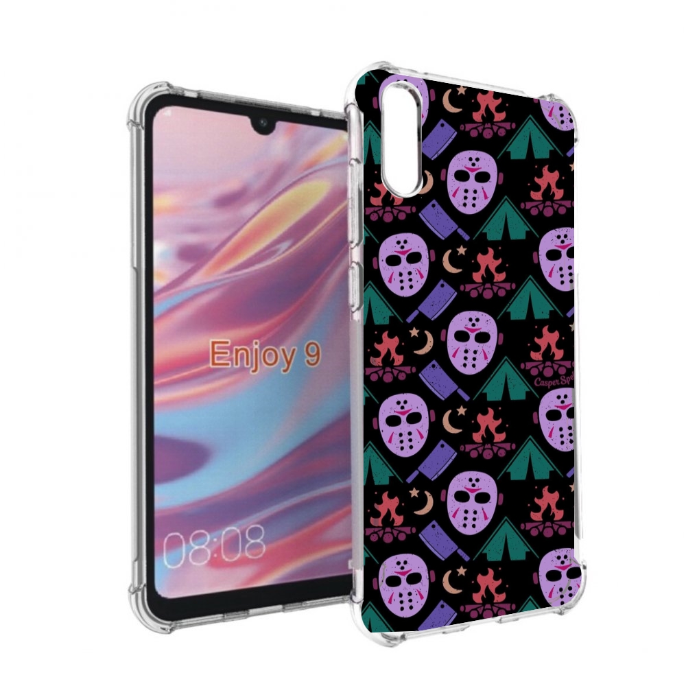 

Чехол бампер MyPads фиолетовые маски для Huawei Enjoy 9, Прозрачный, Tocco