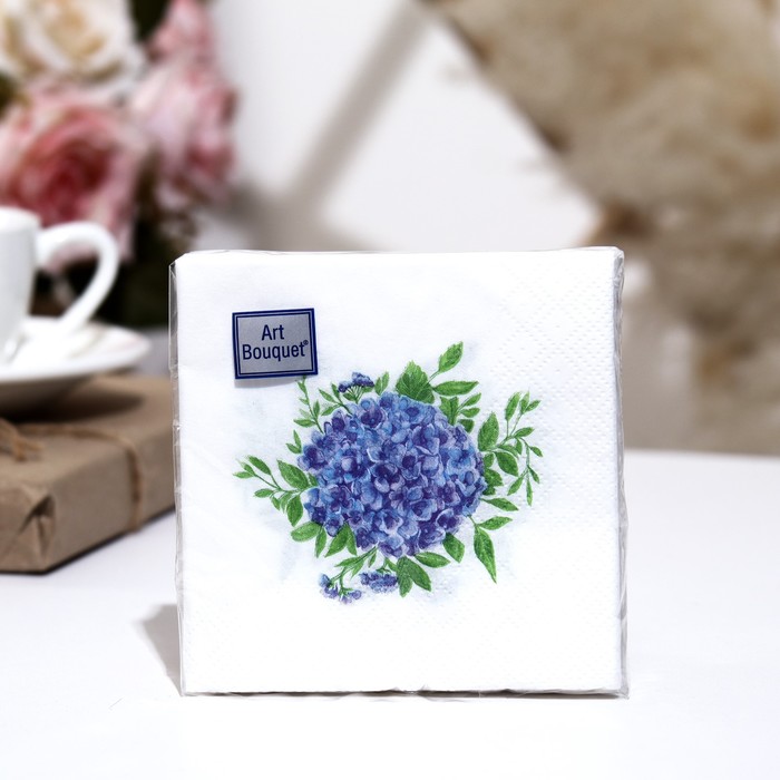 

Салфетки бумажные Art Bouquet "Голубая гортензия", 20x20, 2 слоя, 30 листов, Разноцветный, 9526296