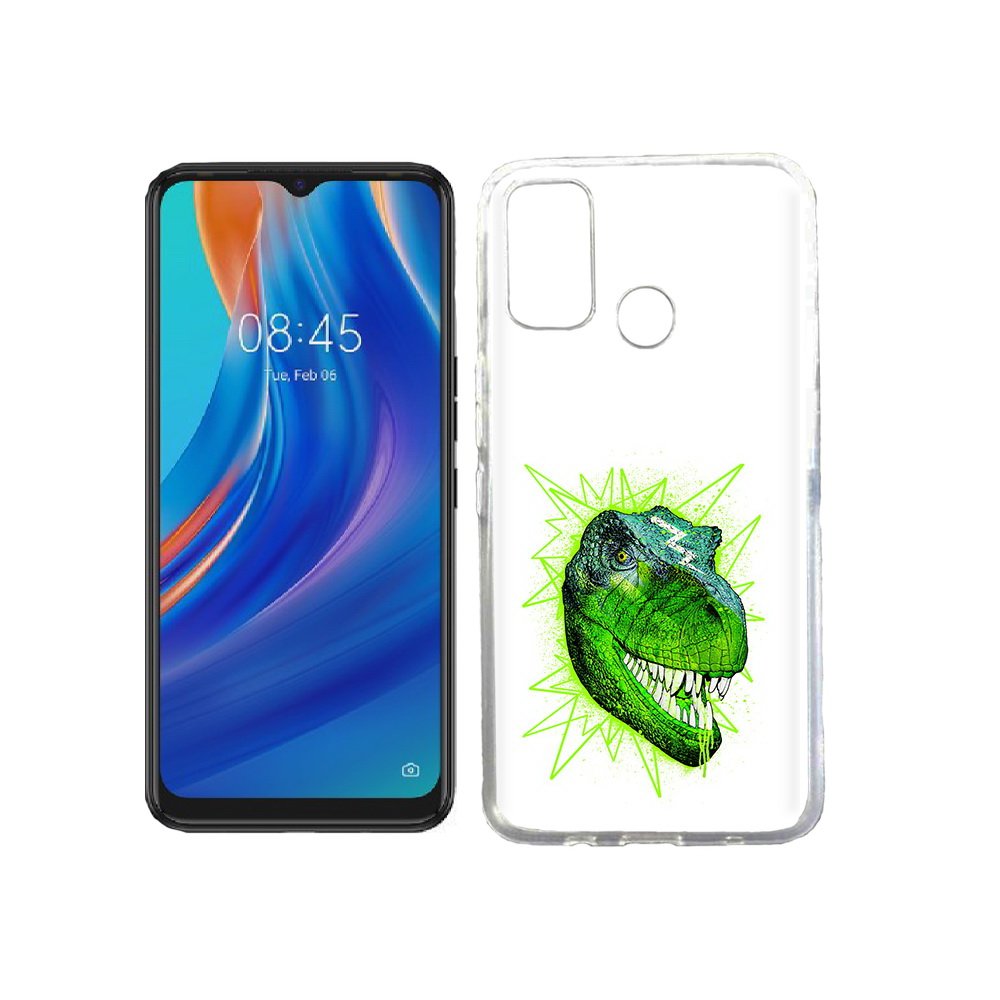 

Чехол MyPads Tocco для Tecno Spark 7T зеленый динозавр, Прозрачный, Tocco