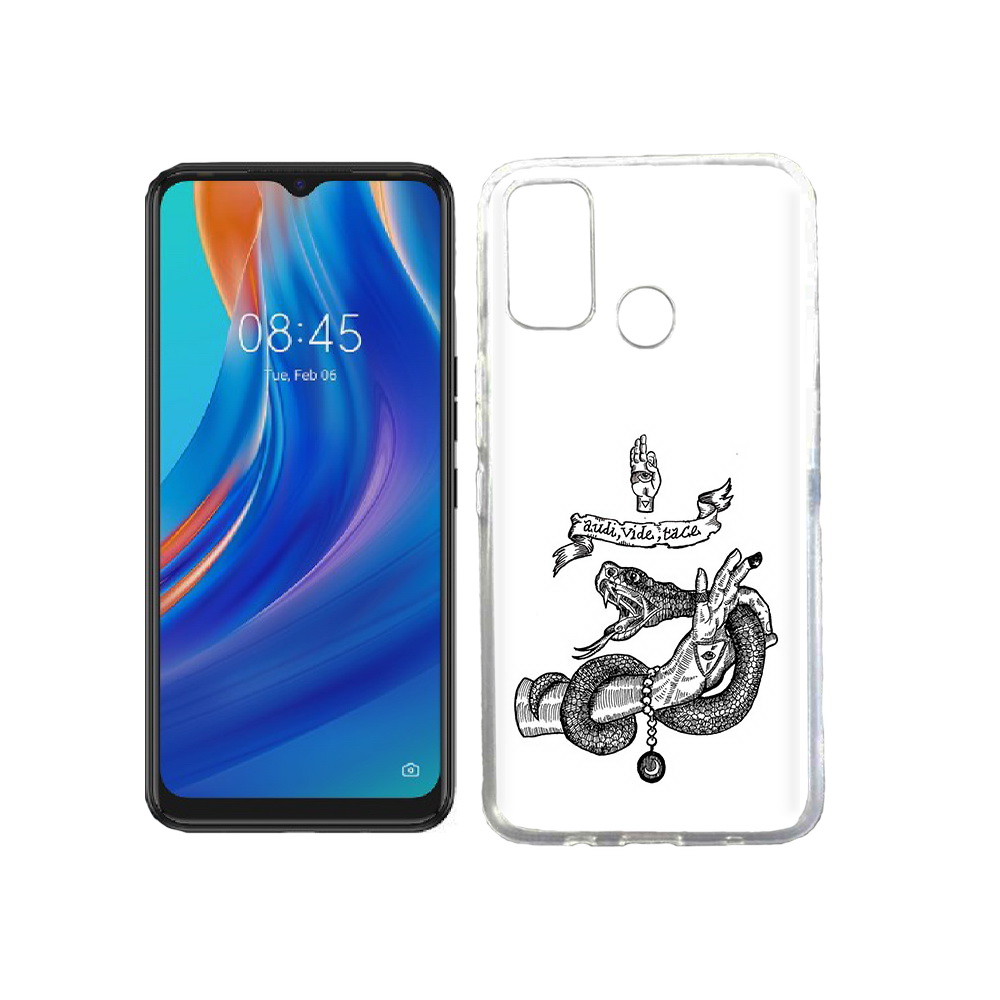 

Чехол MyPads Tocco для Tecno Spark 7T змея на руке рисунок, Прозрачный, Tocco